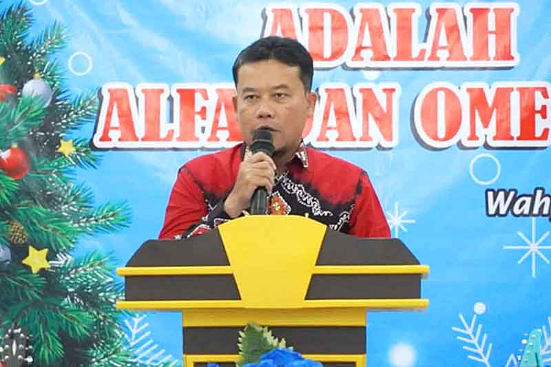 Pj Bupati Sukamara, Rendy Lesmana saat memberikan sambutan